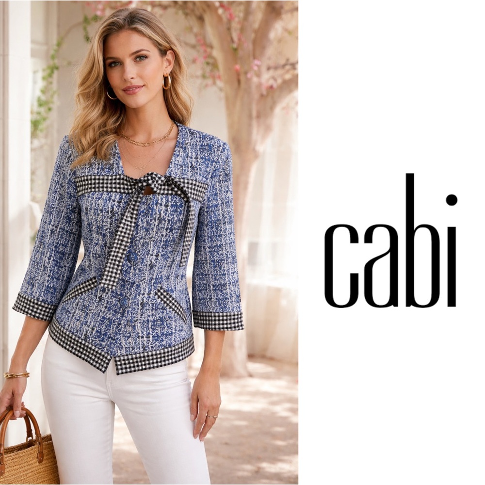 CAbi 21 Club Blue Black Tweed Jacket Blazer - Picture 1 of 10